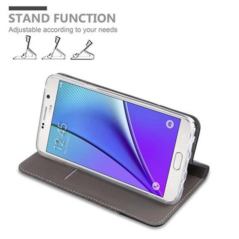 Cadorabo Hülle für Samsung Galaxy NOTE 5 Schutzhülle in Grau Handy Hülle Etui Book Case Cover