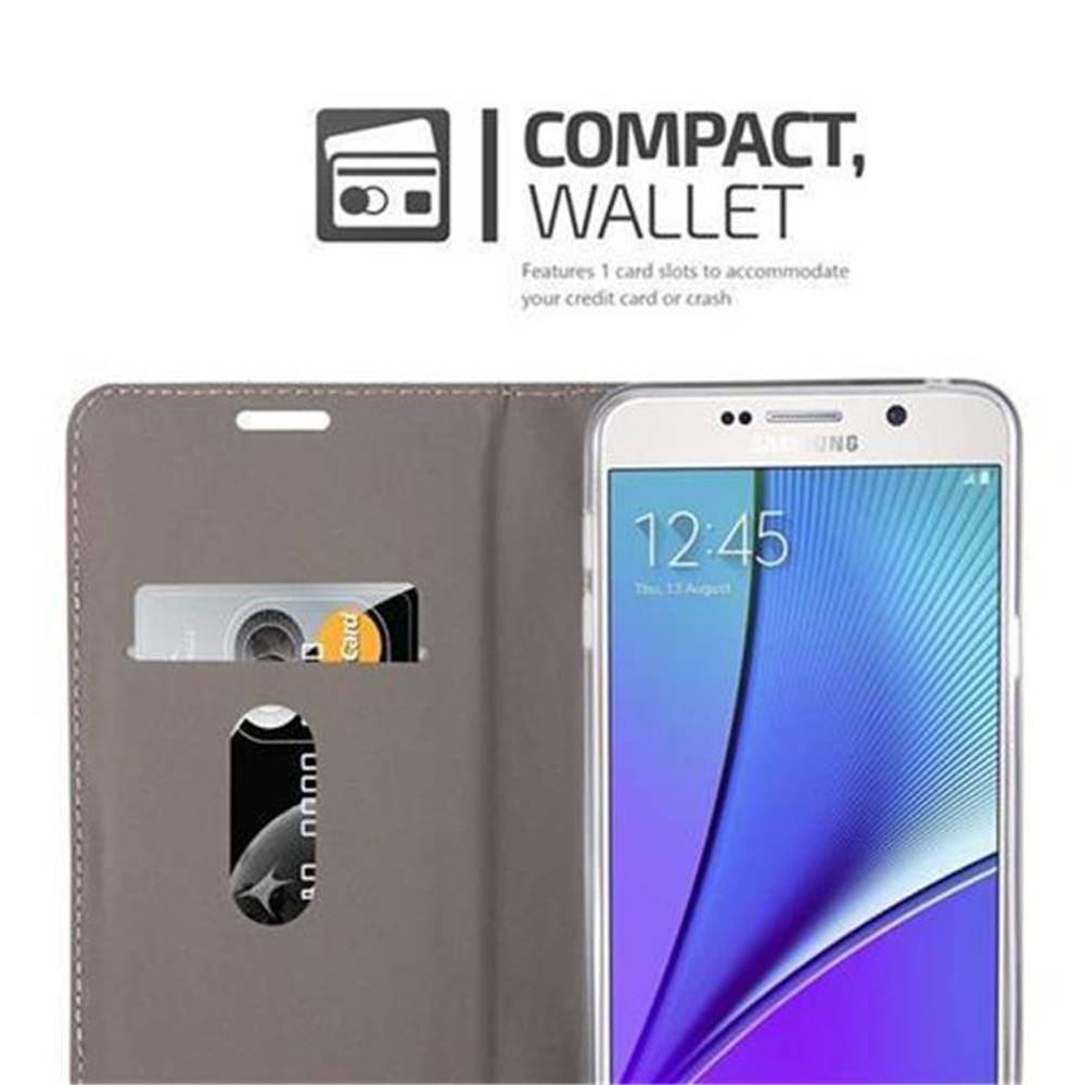 Cadorabo Hülle für Samsung Galaxy NOTE 5 Schutzhülle in Grau Handy Hülle Etui Book Case Cover