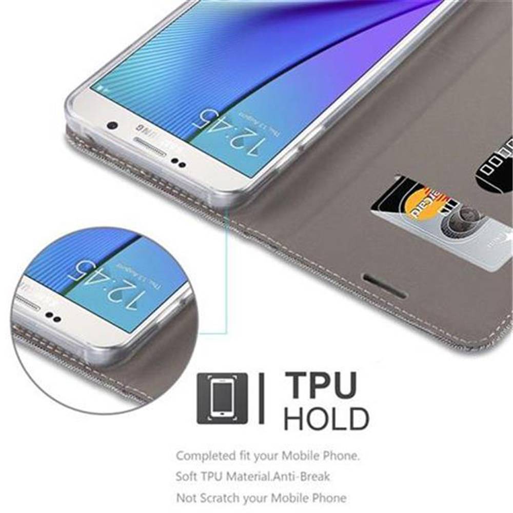Cadorabo Hülle für Samsung Galaxy NOTE 5 Schutzhülle in Grau Handy Hülle Etui Book Case Cover