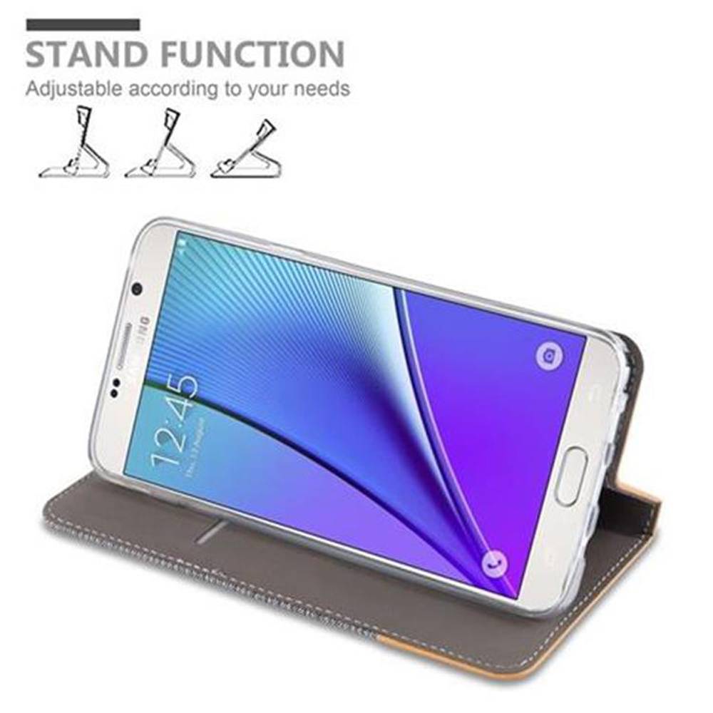 Cadorabo Hülle für Samsung Galaxy NOTE 5 Schutzhülle in Grau Handy Hülle Etui Book Case Cover