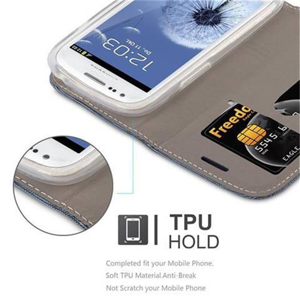 Cadorabo Hülle für Samsung Galaxy S3 MINI Schutzhülle in Blau Handy Hülle Etui Book Case Cover