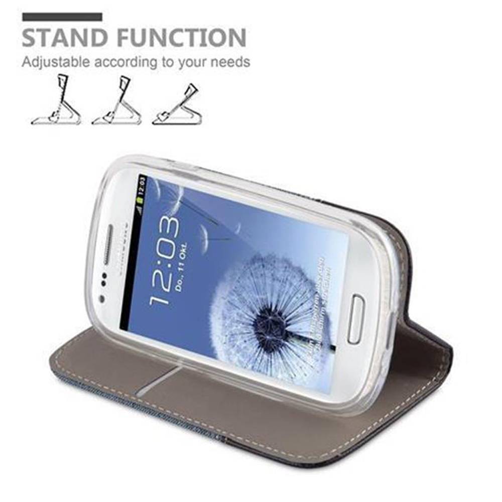 Cadorabo Hülle für Samsung Galaxy S3 MINI Schutzhülle in Blau Handy Hülle Etui Book Case Cover