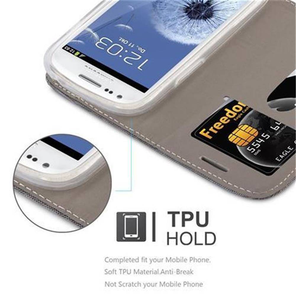 Cadorabo Hülle für Samsung Galaxy S3 MINI Schutzhülle in Grau Handy Hülle Etui Book Case Cover