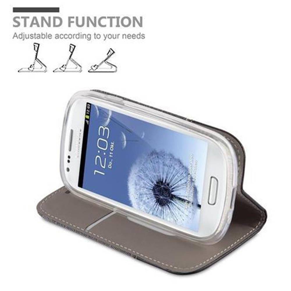 Cadorabo Hülle für Samsung Galaxy S3 MINI Schutzhülle in Grau Handy Hülle Etui Book Case Cover