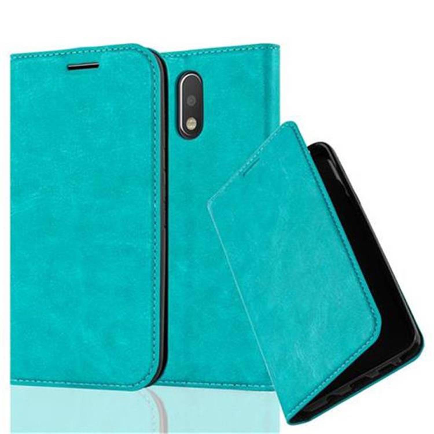Cadorabo Hülle für Motorola MOTO G4 / G4 PLUS Schutz Hülle in Türkis Handyhülle Etui Case Cover Magnetverschluss