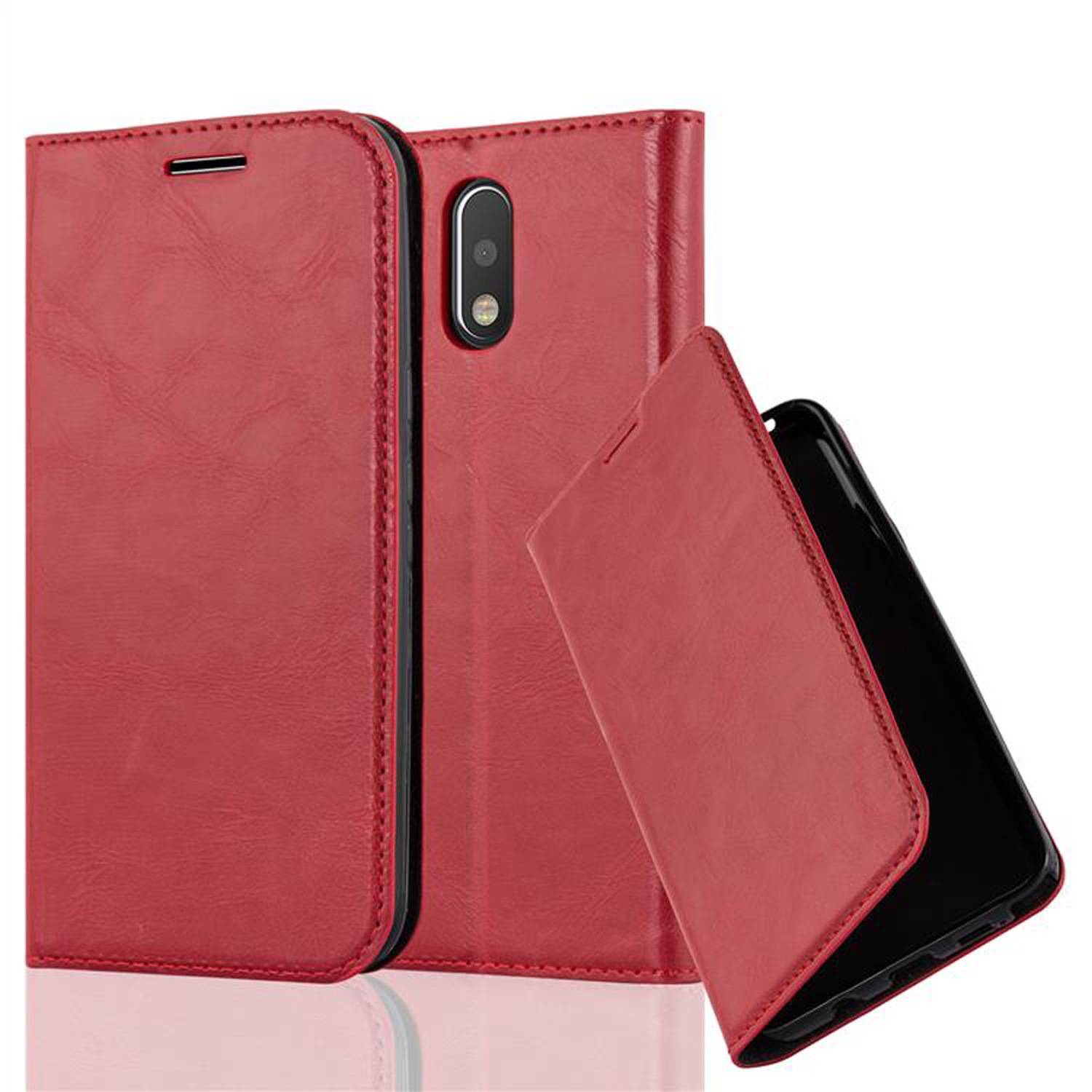 Cadorabo Hülle für Motorola MOTO G4 / G4 PLUS Schutz Hülle in Rot Handyhülle Etui Case Cover Magnetverschluss