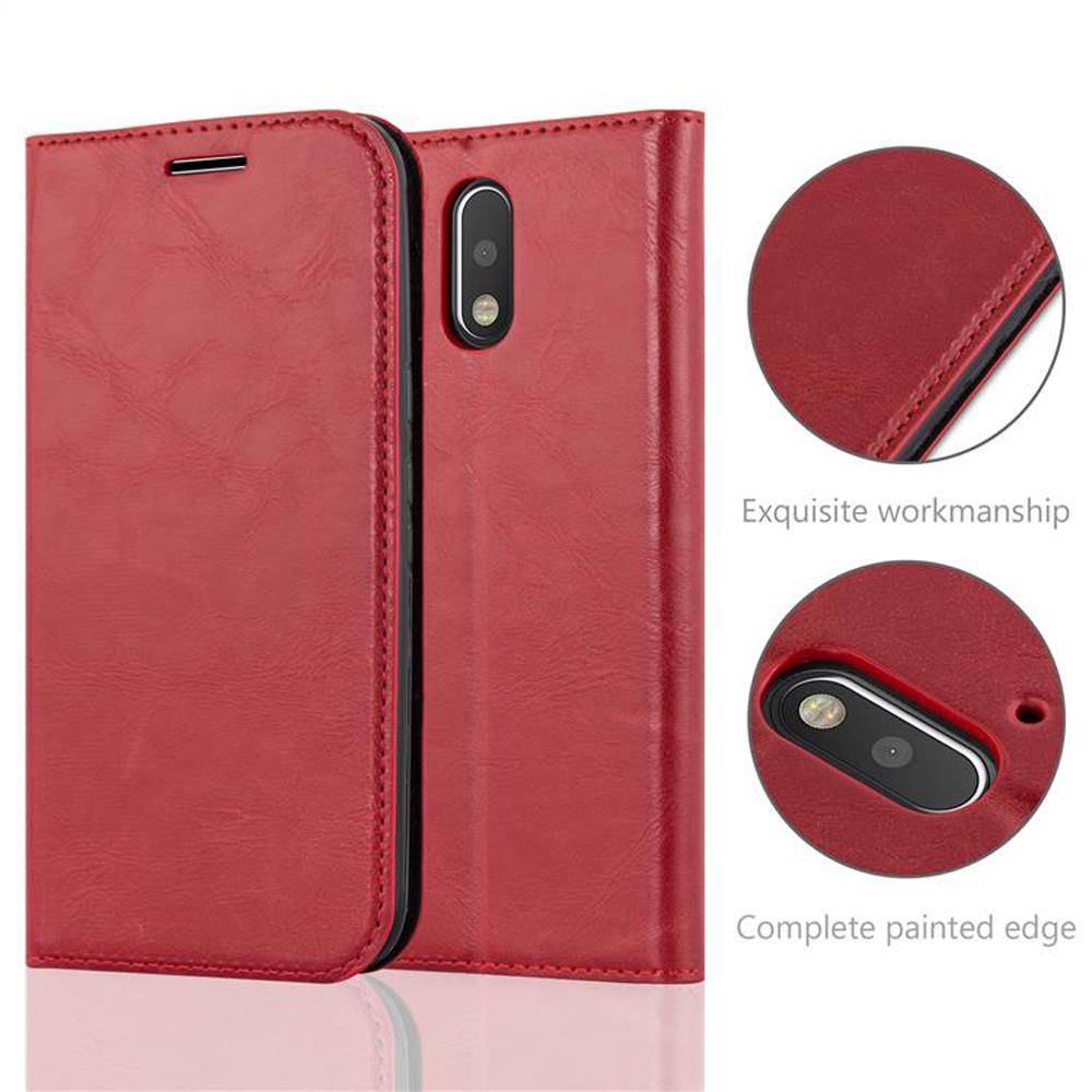 Cadorabo Hülle für Motorola MOTO G4 / G4 PLUS Schutz Hülle in Rot Handyhülle Etui Case Cover Magnetverschluss