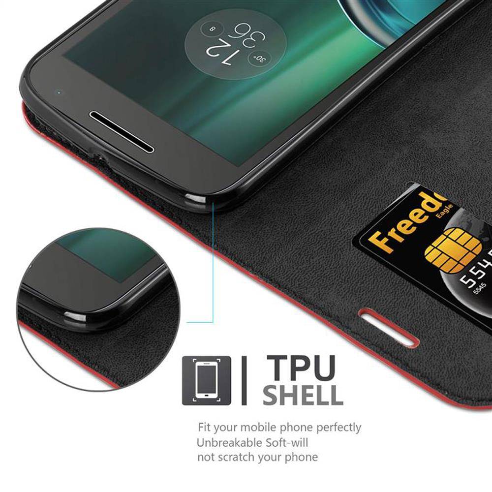 Cadorabo Hülle für Motorola MOTO G4 / G4 PLUS Schutz Hülle in Rot Handyhülle Etui Case Cover Magnetverschluss
