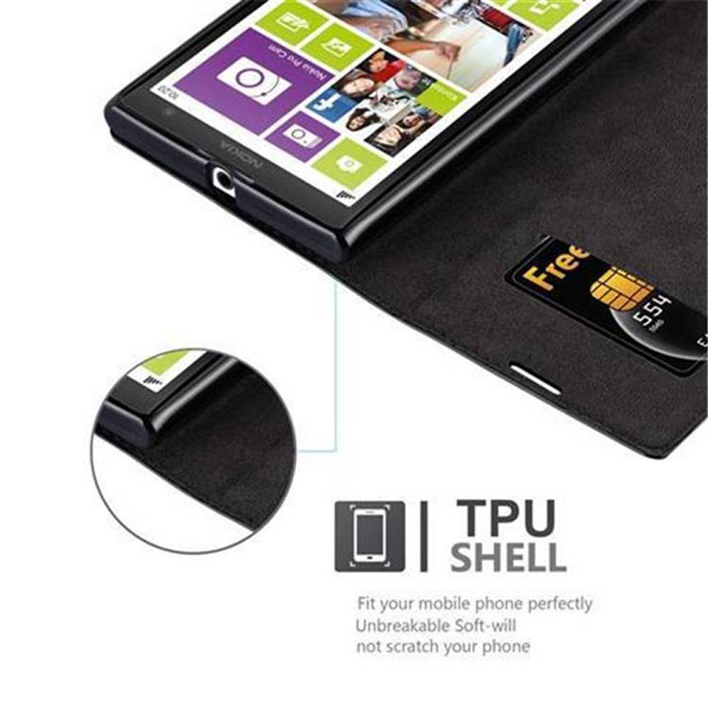 Cadorabo Hülle für Nokia Lumia 1020 Schutz Hülle in Schwarz Handyhülle Etui Case Cover Magnetverschluss