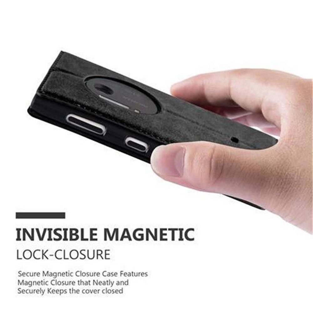 Cadorabo Hülle für Nokia Lumia 1020 Schutz Hülle in Schwarz Handyhülle Etui Case Cover Magnetverschluss