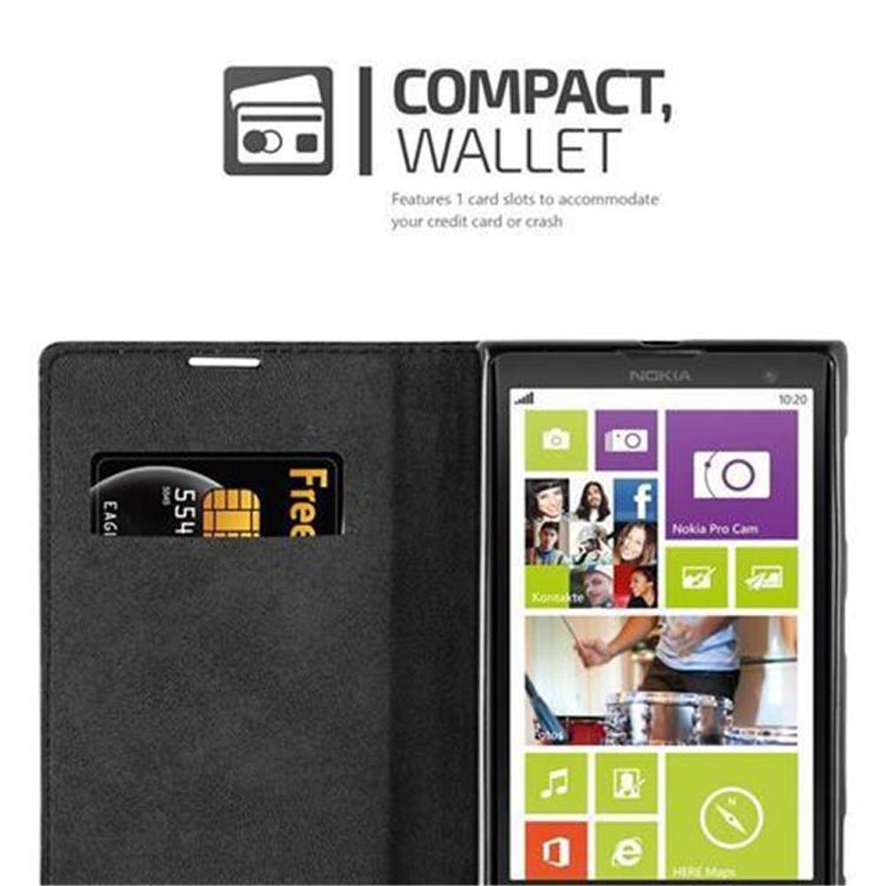 Cadorabo Hülle für Nokia Lumia 1020 Schutz Hülle in Schwarz Handyhülle Etui Case Cover Magnetverschluss