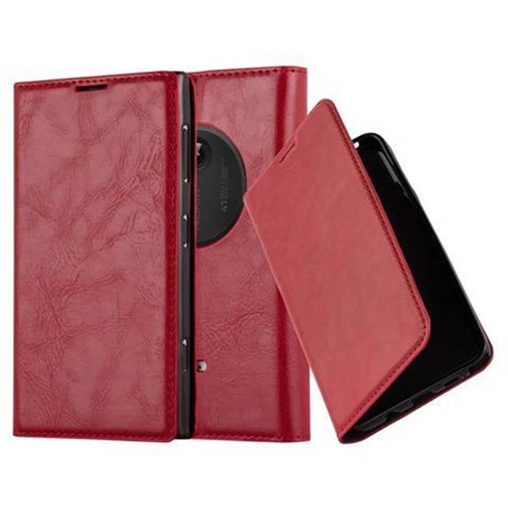 Cadorabo Hülle für Nokia Lumia 1020 Schutz Hülle in Rot Handyhülle Etui Case Cover Magnetverschluss
