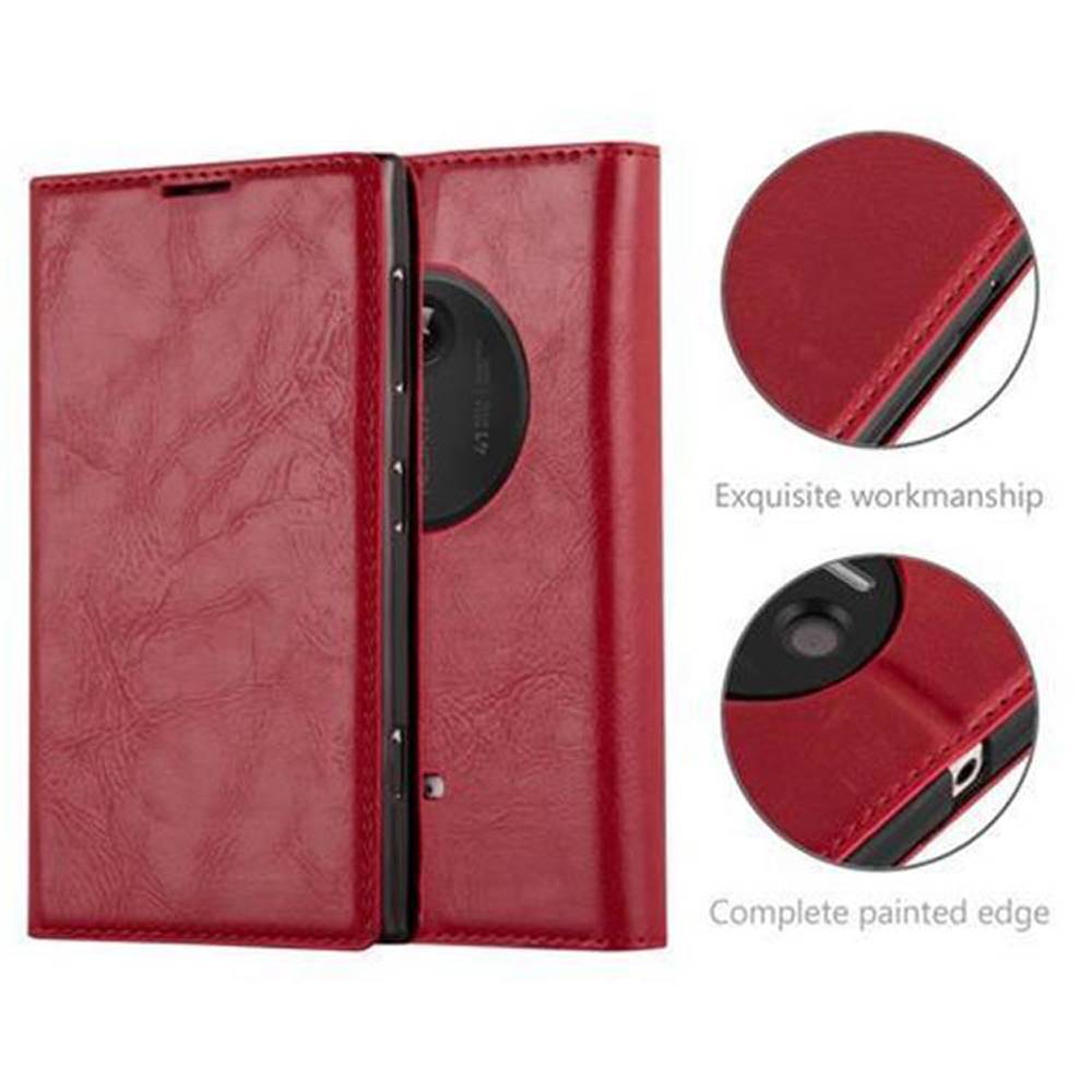 Cadorabo Hülle für Nokia Lumia 1020 Schutz Hülle in Rot Handyhülle Etui Case Cover Magnetverschluss