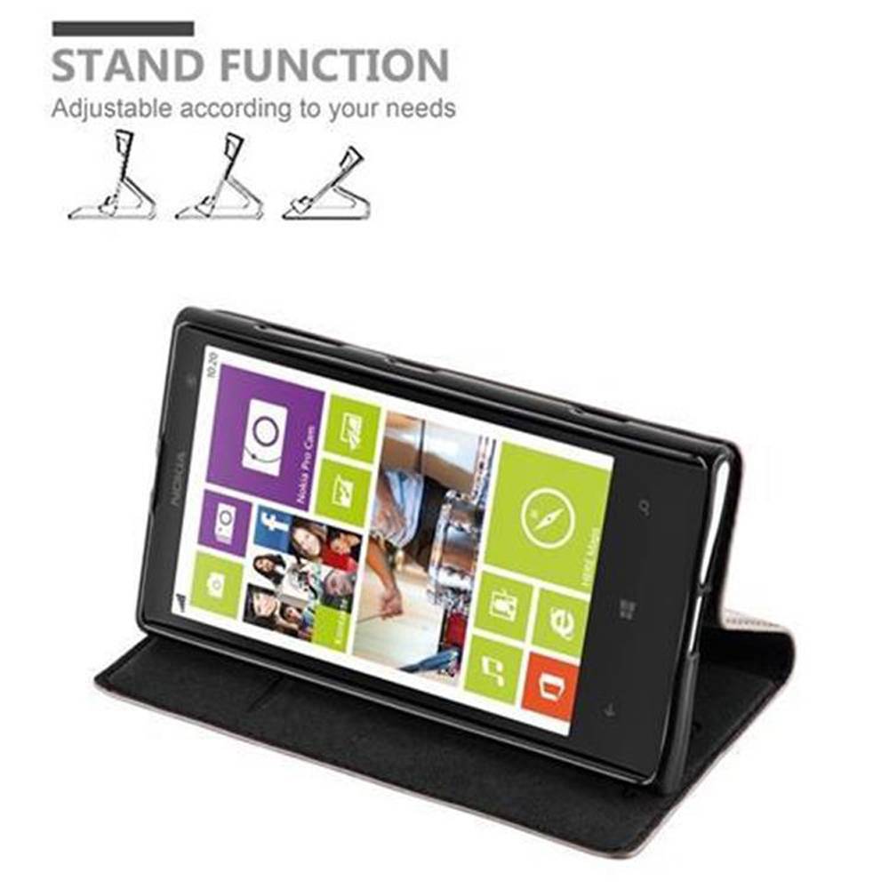 Cadorabo Hülle für Nokia Lumia 1020 Schutz Hülle in Braun Handyhülle Etui Case Cover Magnetverschluss