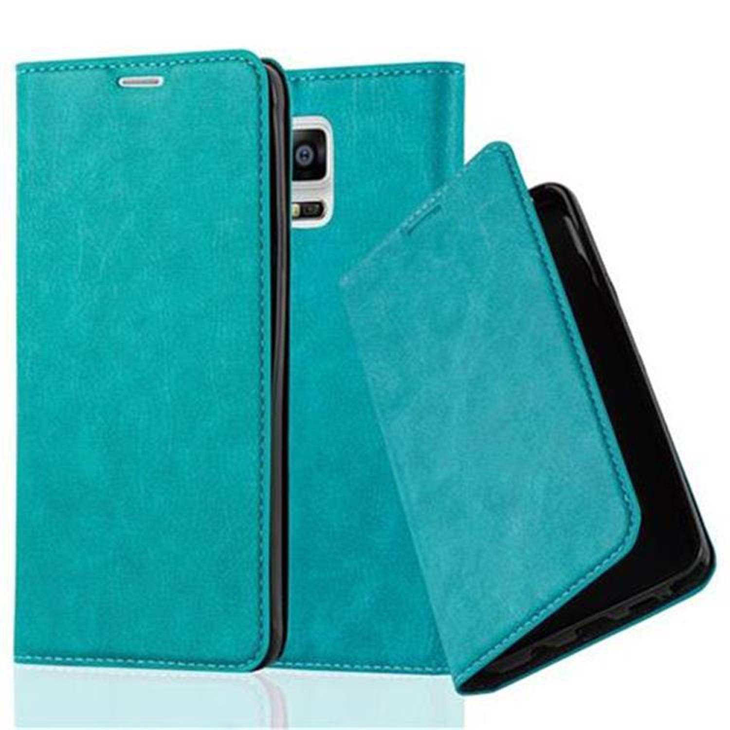 Cadorabo Hülle für Samsung Galaxy NOTE 4 Schutz Hülle in Türkis Handyhülle Etui Case Cover Magnetverschluss
