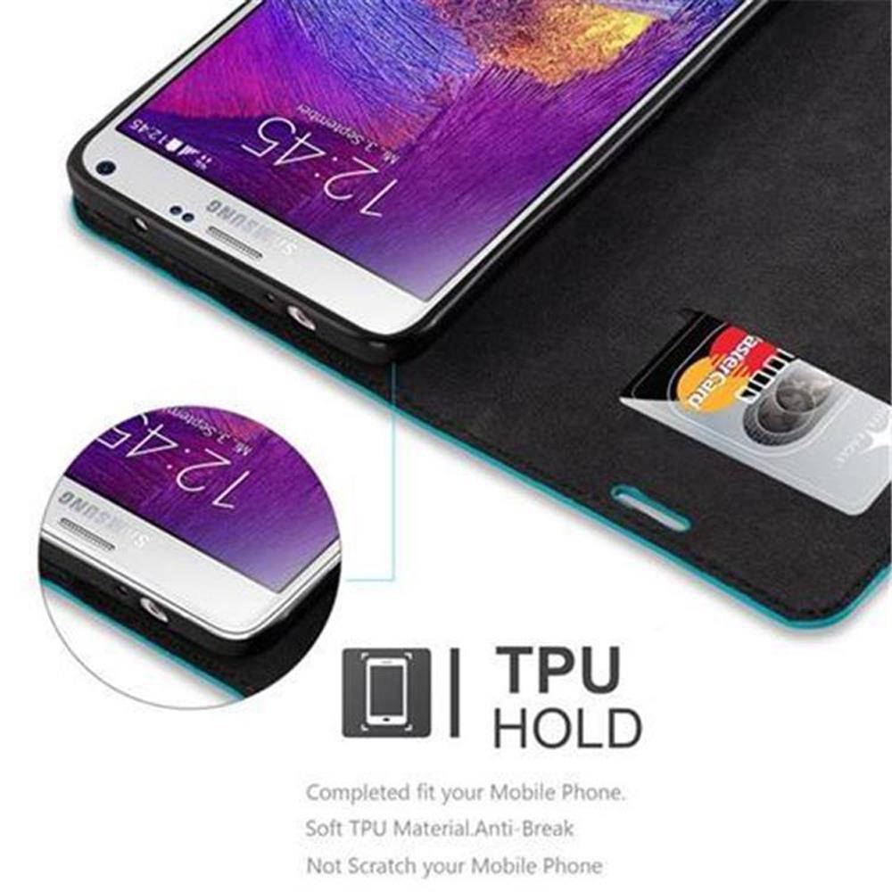 Cadorabo Hülle für Samsung Galaxy NOTE 4 Schutz Hülle in Türkis Handyhülle Etui Case Cover Magnetverschluss