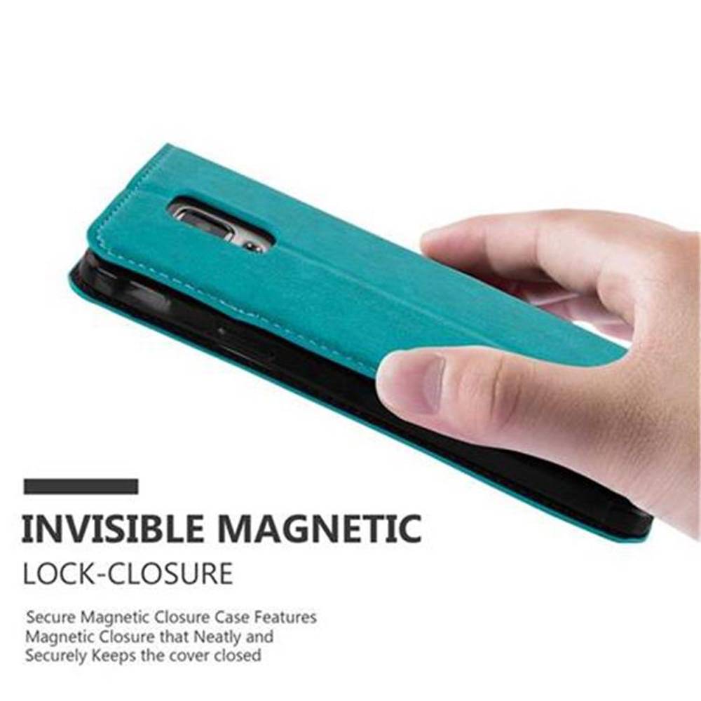 Cadorabo Hülle für Samsung Galaxy NOTE 4 Schutz Hülle in Türkis Handyhülle Etui Case Cover Magnetverschluss