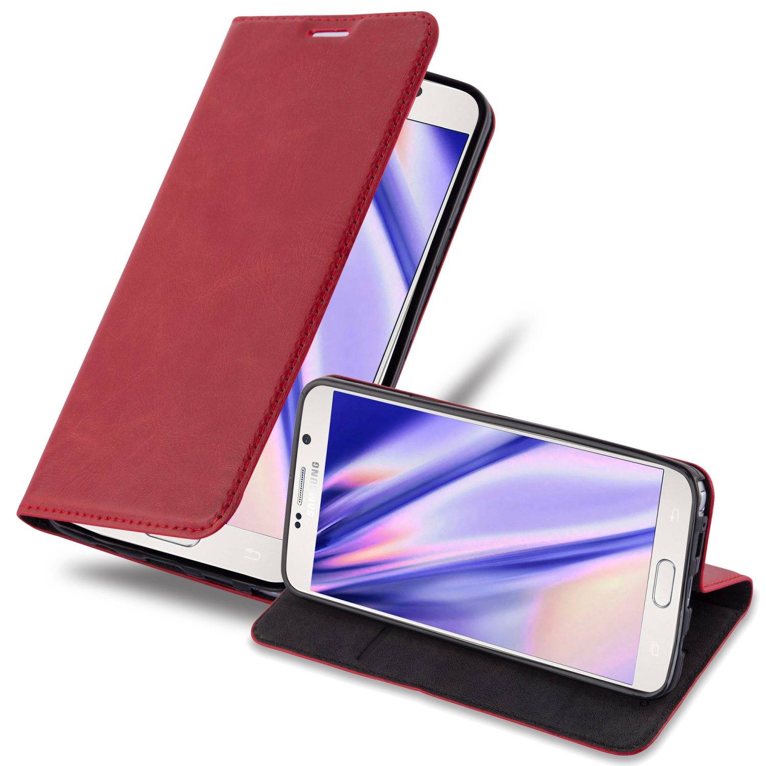 Cadorabo Hülle für Samsung Galaxy NOTE 5 Schutz Hülle in Rot Handyhülle Etui Case Cover Magnetverschluss