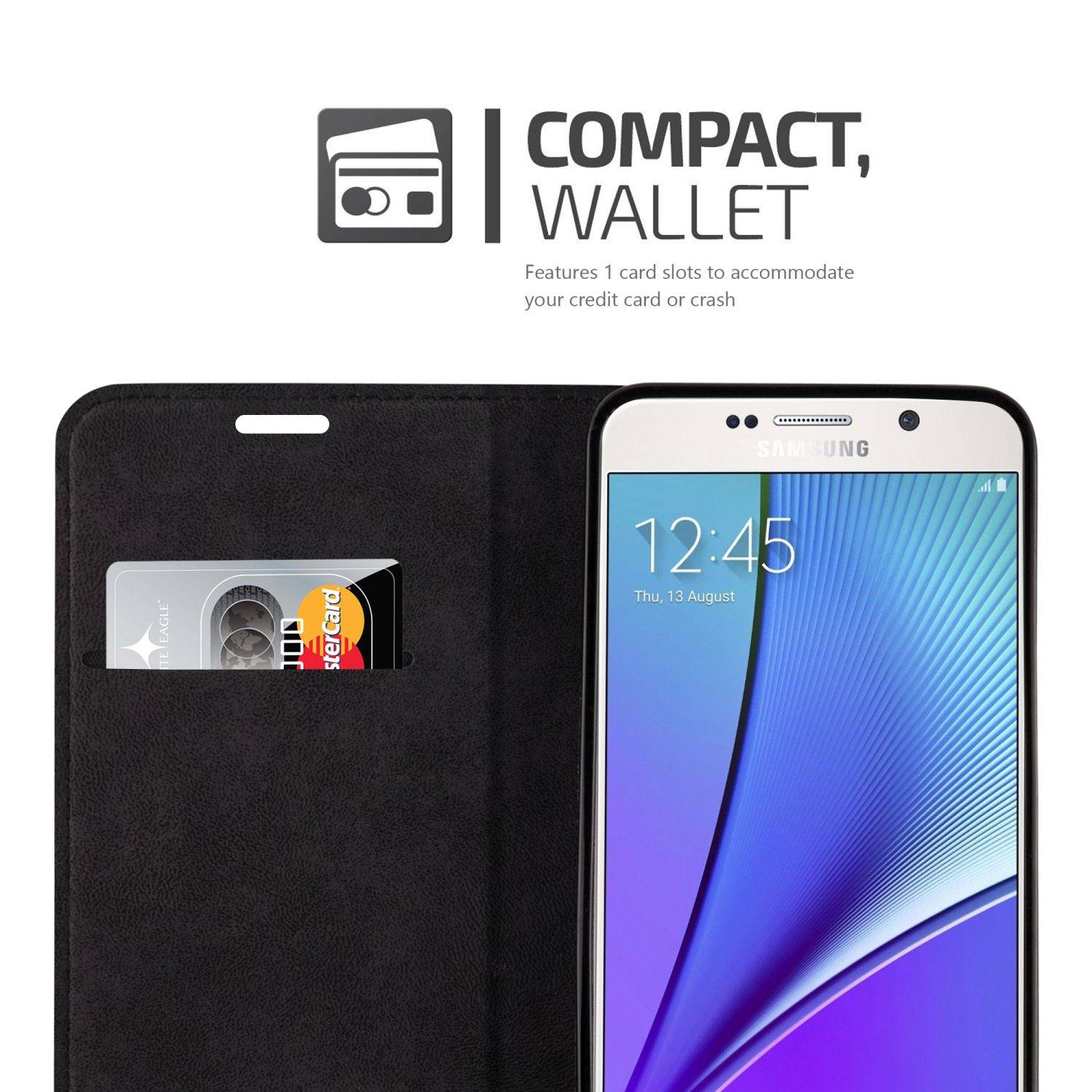 Cadorabo Hülle für Samsung Galaxy NOTE 5 Schutz Hülle in Rot Handyhülle Etui Case Cover Magnetverschluss