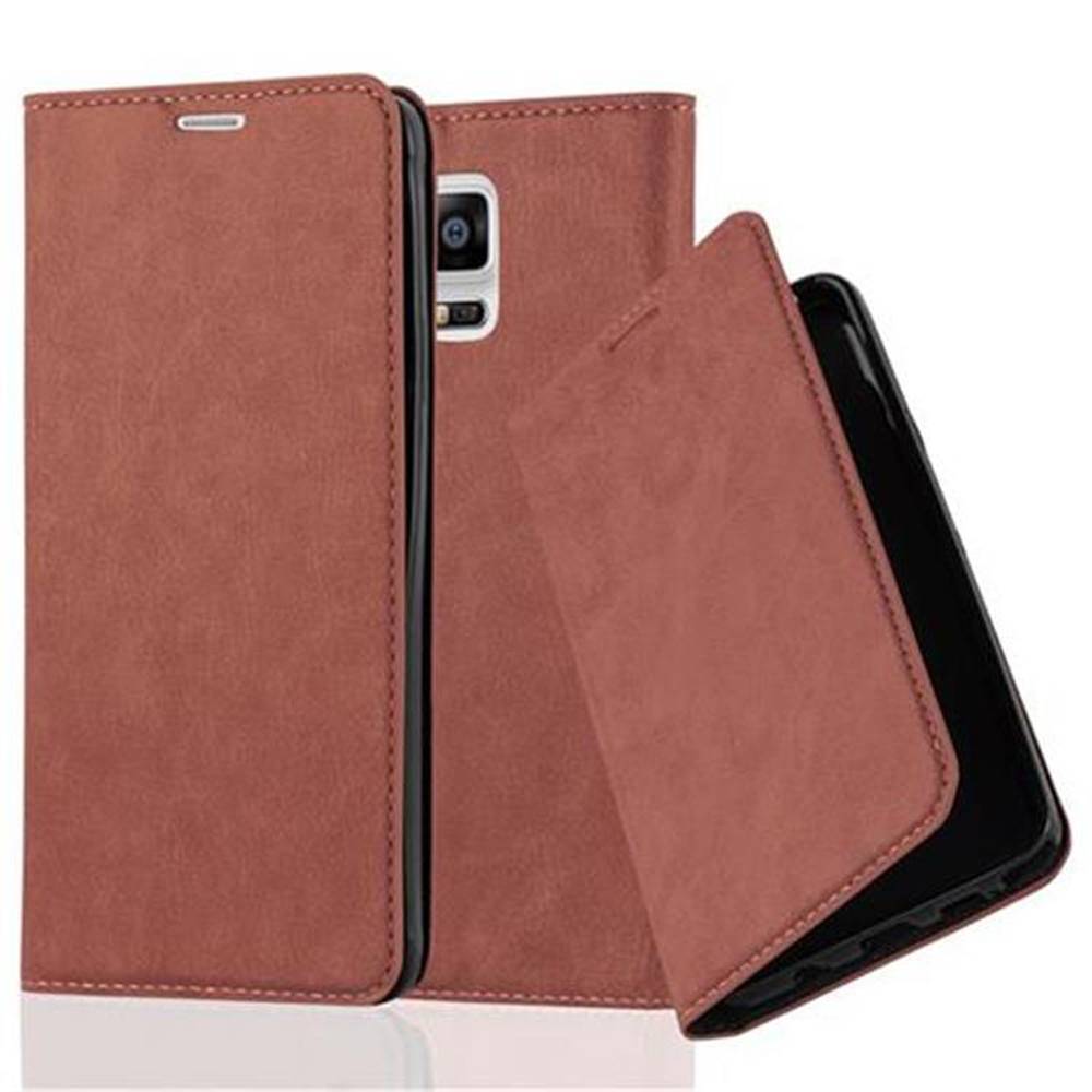 Cadorabo Hülle für Samsung Galaxy NOTE 4 Schutz Hülle in Braun Handyhülle Etui Case Cover Magnetverschluss