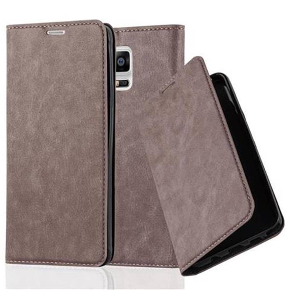 Cadorabo Hülle für Samsung Galaxy NOTE 4 Schutz Hülle in Braun Handyhülle Etui Case Cover Magnetverschluss