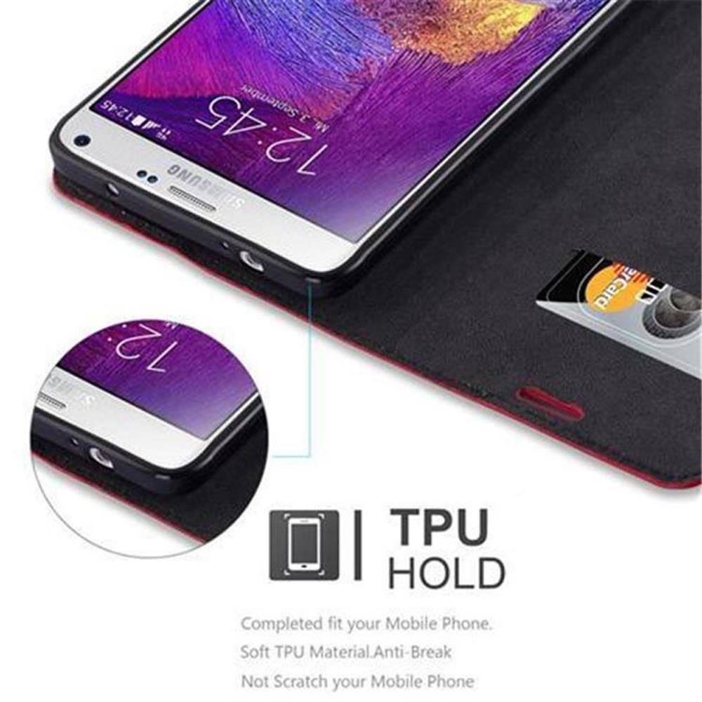 Cadorabo Hülle für Samsung Galaxy NOTE 4 Schutz Hülle in Rot Handyhülle Etui Case Cover Magnetverschluss