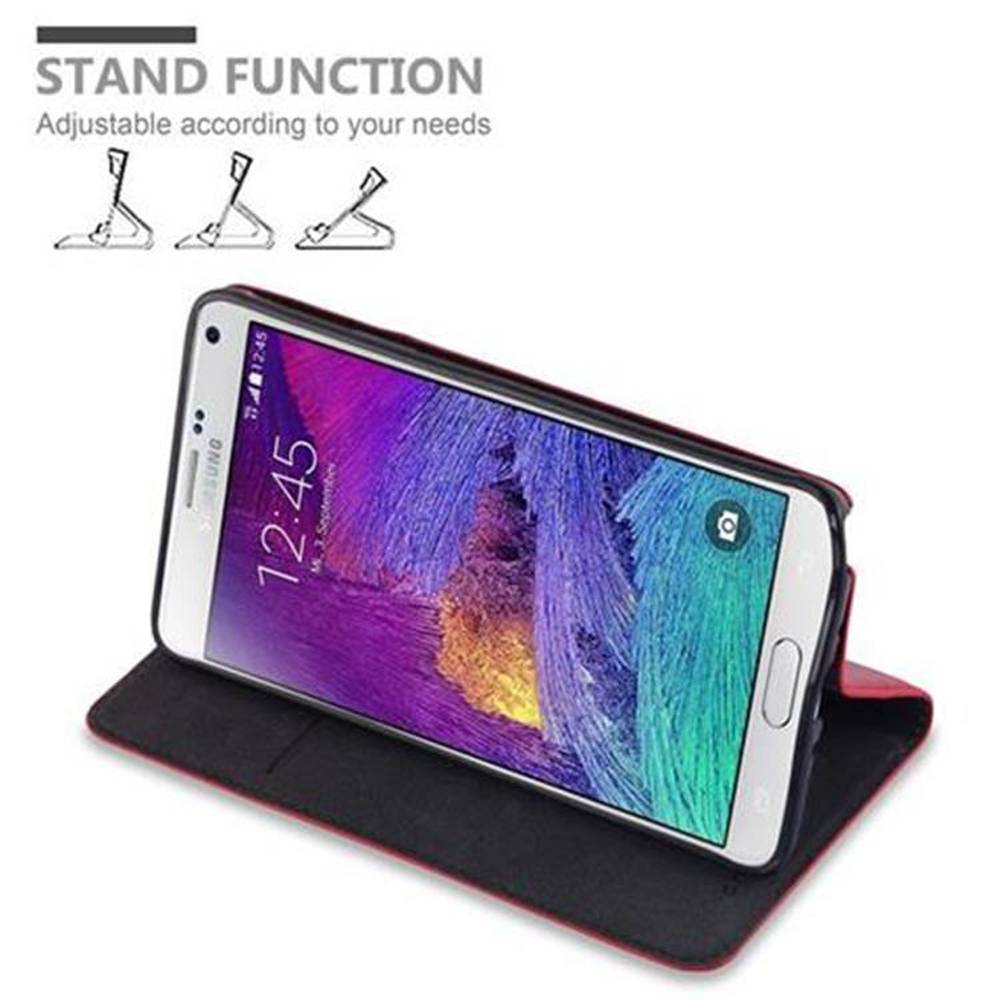 Cadorabo Hülle für Samsung Galaxy NOTE 4 Schutz Hülle in Rot Handyhülle Etui Case Cover Magnetverschluss