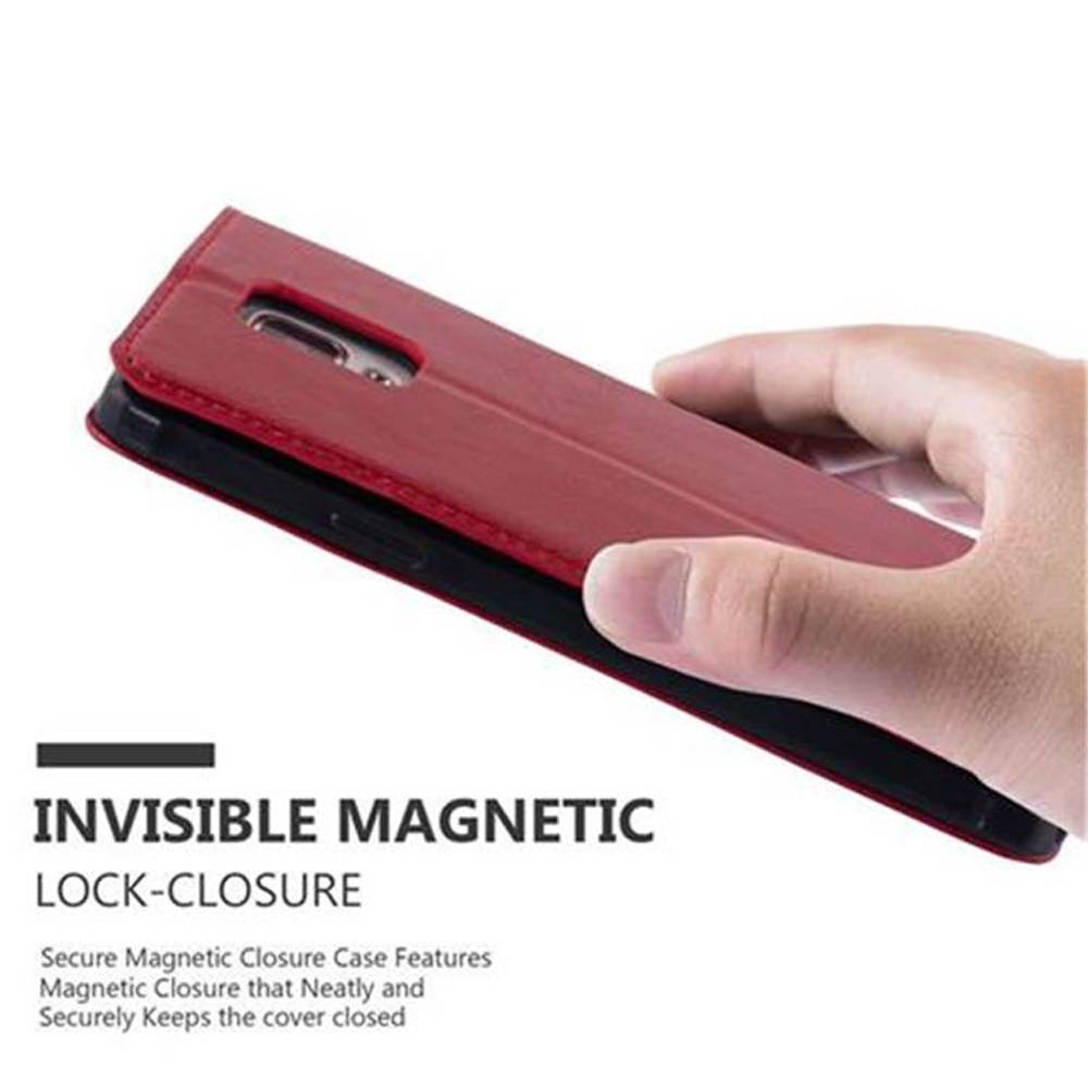 Cadorabo Hülle für Samsung Galaxy NOTE 4 Schutz Hülle in Rot Handyhülle Etui Case Cover Magnetverschluss