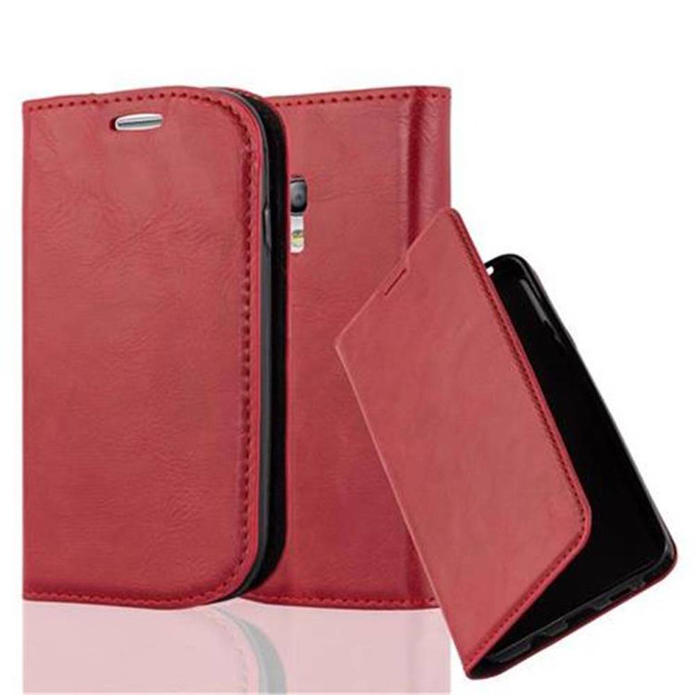 Cadorabo Hülle für Samsung Galaxy S3 MINI Schutz Hülle in Rot Handyhülle Etui Case Cover Magnetverschluss