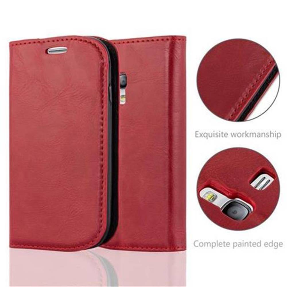 Cadorabo Hülle für Samsung Galaxy S3 MINI Schutz Hülle in Rot Handyhülle Etui Case Cover Magnetverschluss