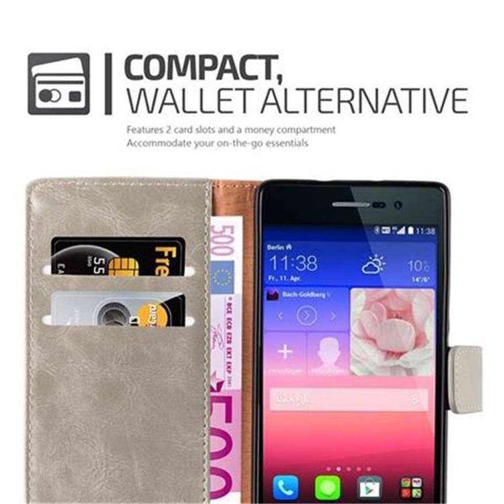 Cadorabo Hülle für Huawei ASCEND P7 Schutzhülle in Braun Handyhülle Book Tasche Case Etui Luxury