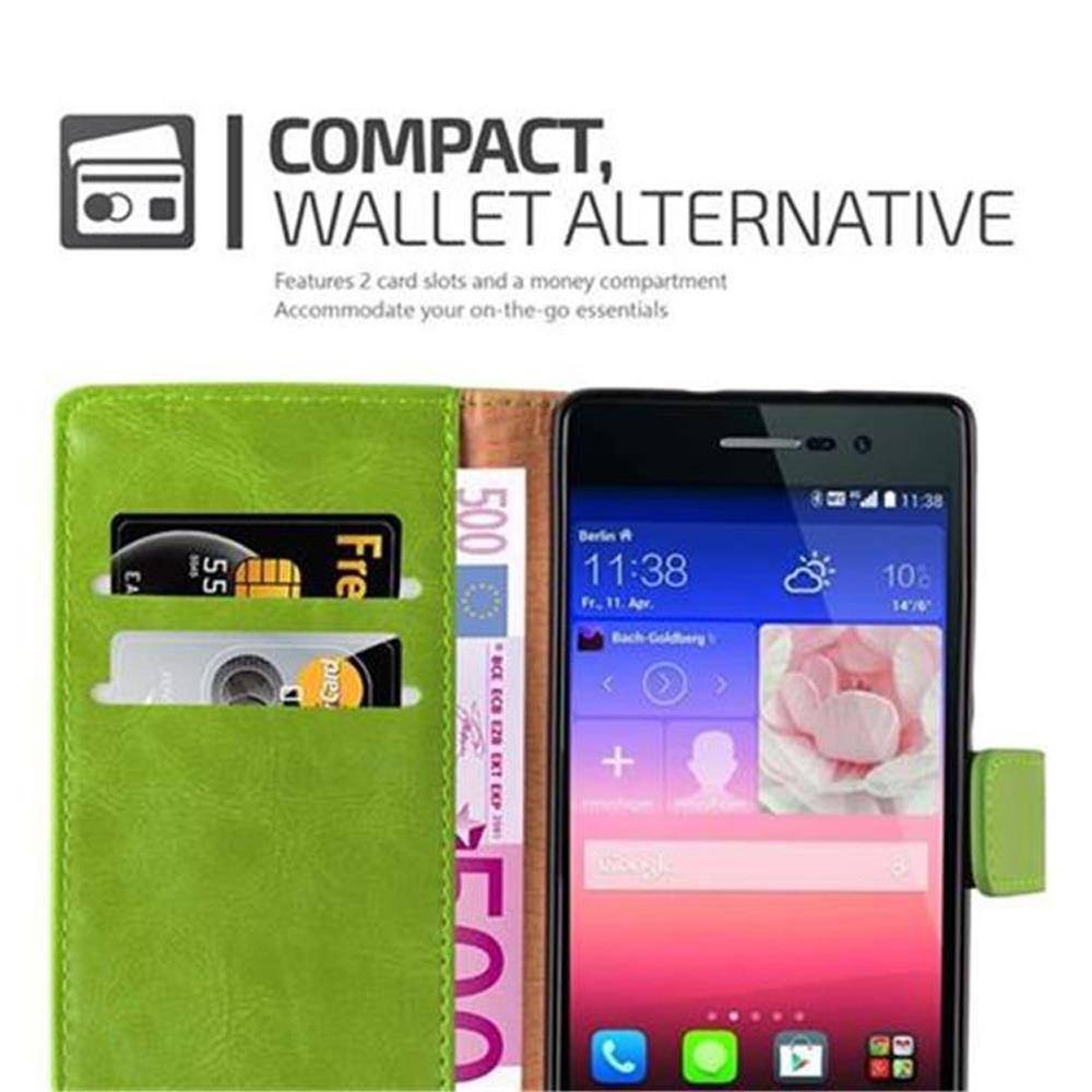 Cadorabo Hülle für Huawei ASCEND P7 Schutzhülle in Grün Handyhülle Book Tasche Case Etui Luxury