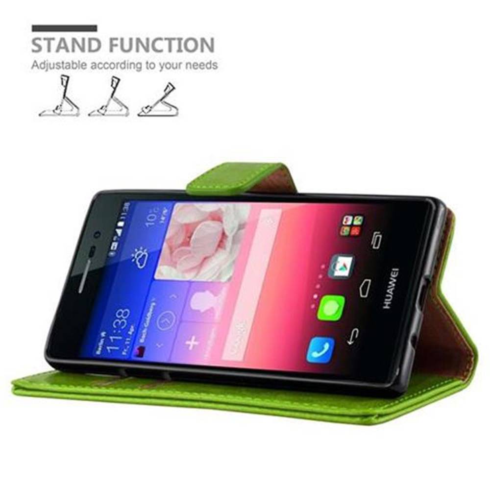 Cadorabo Hülle für Huawei ASCEND P7 Schutzhülle in Grün Handyhülle Book Tasche Case Etui Luxury