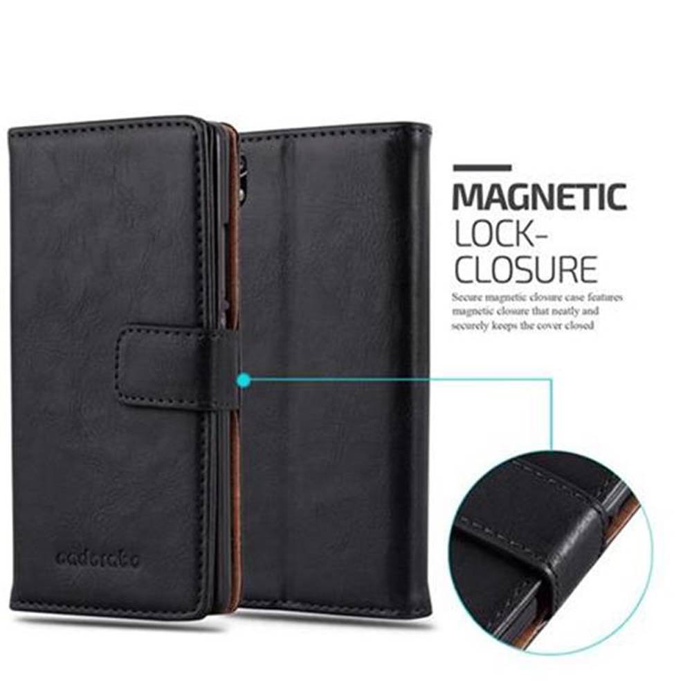 Cadorabo Hülle für Huawei ASCEND P7 Schutzhülle in Schwarz Handyhülle Book Tasche Case Etui Luxury
