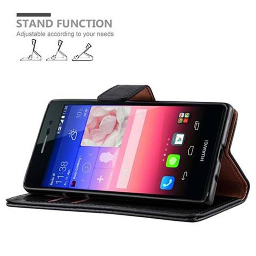 Cadorabo Hülle für Huawei ASCEND P7 Schutzhülle in Schwarz Handyhülle Book Tasche Case Etui Luxury