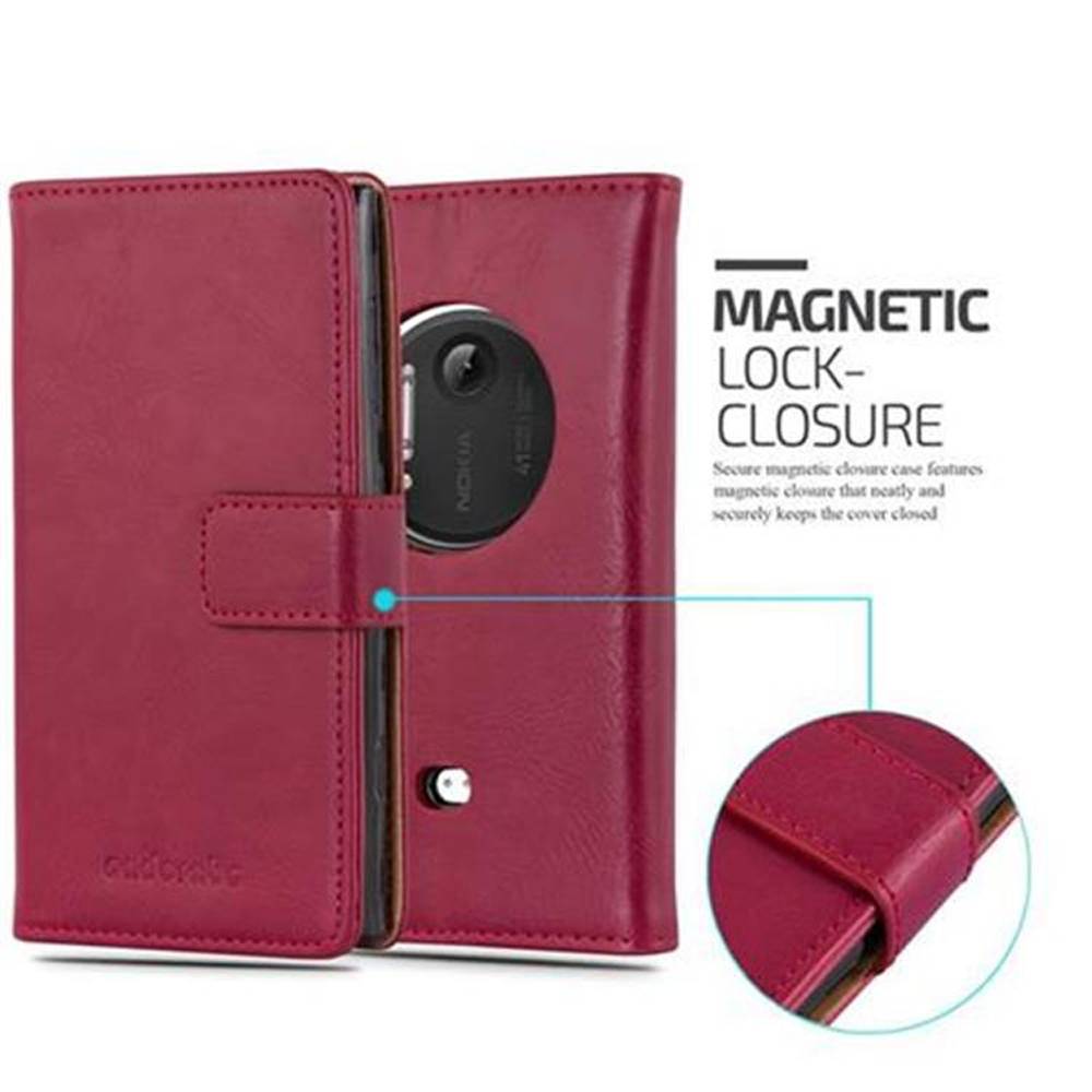 Cadorabo Hülle für Nokia Lumia 1020 Schutzhülle in Rot Handyhülle Book Tasche Case Etui Luxury