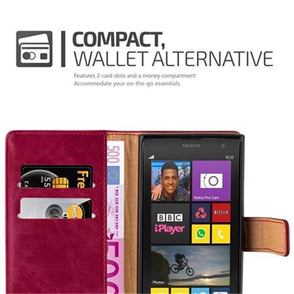 Cadorabo Hülle für Nokia Lumia 1020 Schutzhülle in Rot Handyhülle Book Tasche Case Etui Luxury