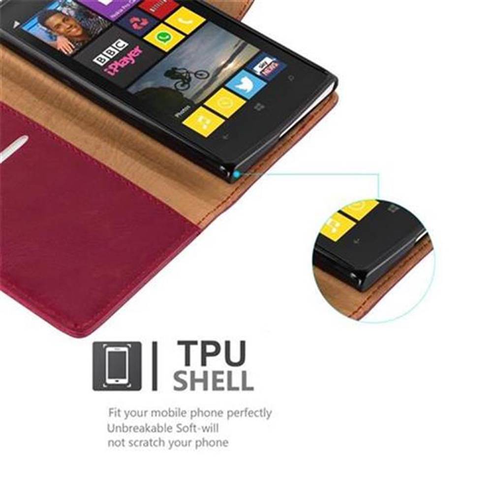 Cadorabo Hülle für Nokia Lumia 1020 Schutzhülle in Rot Handyhülle Book Tasche Case Etui Luxury