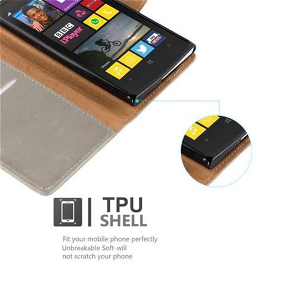 Cadorabo Hülle für Nokia Lumia 1020 Schutzhülle in Braun Handyhülle Book Tasche Case Etui Luxury