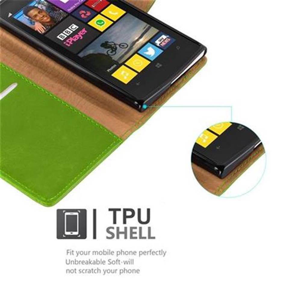 Cadorabo Hülle für Nokia Lumia 1020 Schutzhülle in Grün Handyhülle Book Tasche Case Etui Luxury