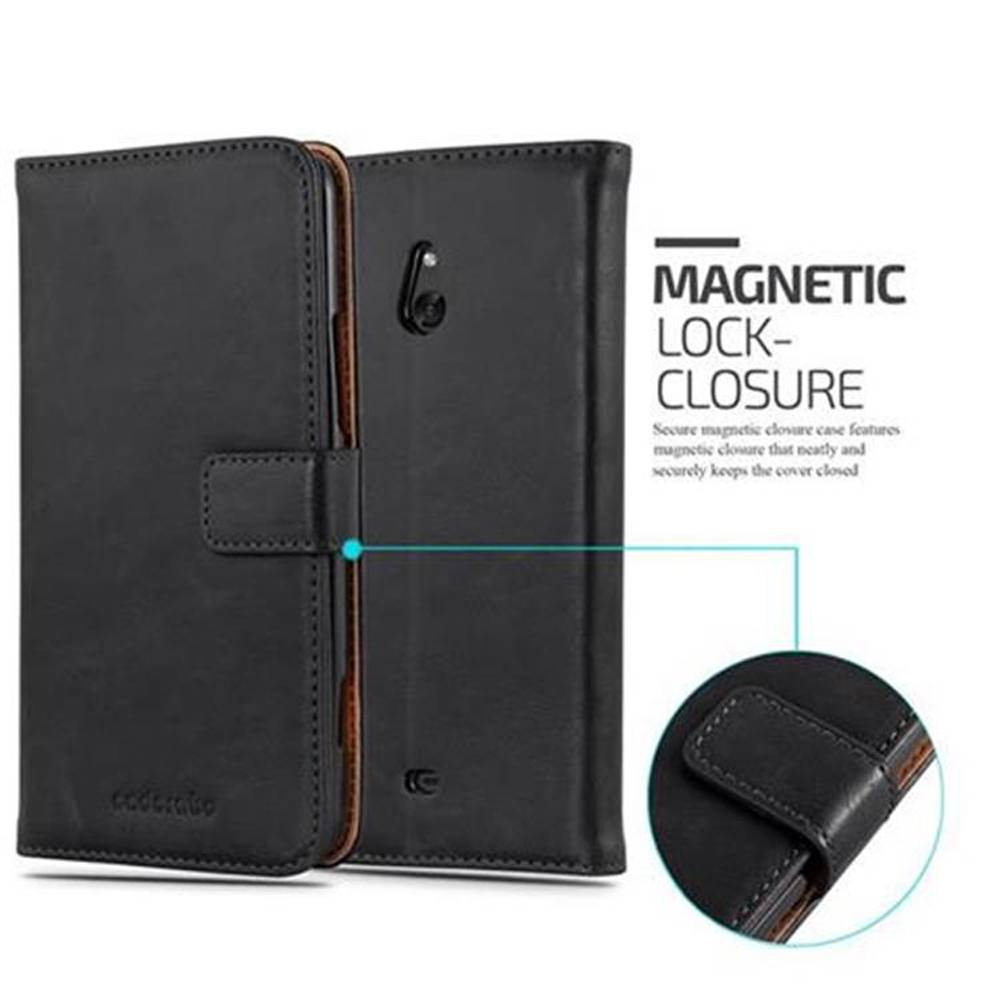 Cadorabo Hülle für Nokia Lumia 1320 Schutzhülle in Schwarz Handyhülle Book Tasche Case Etui Luxury
