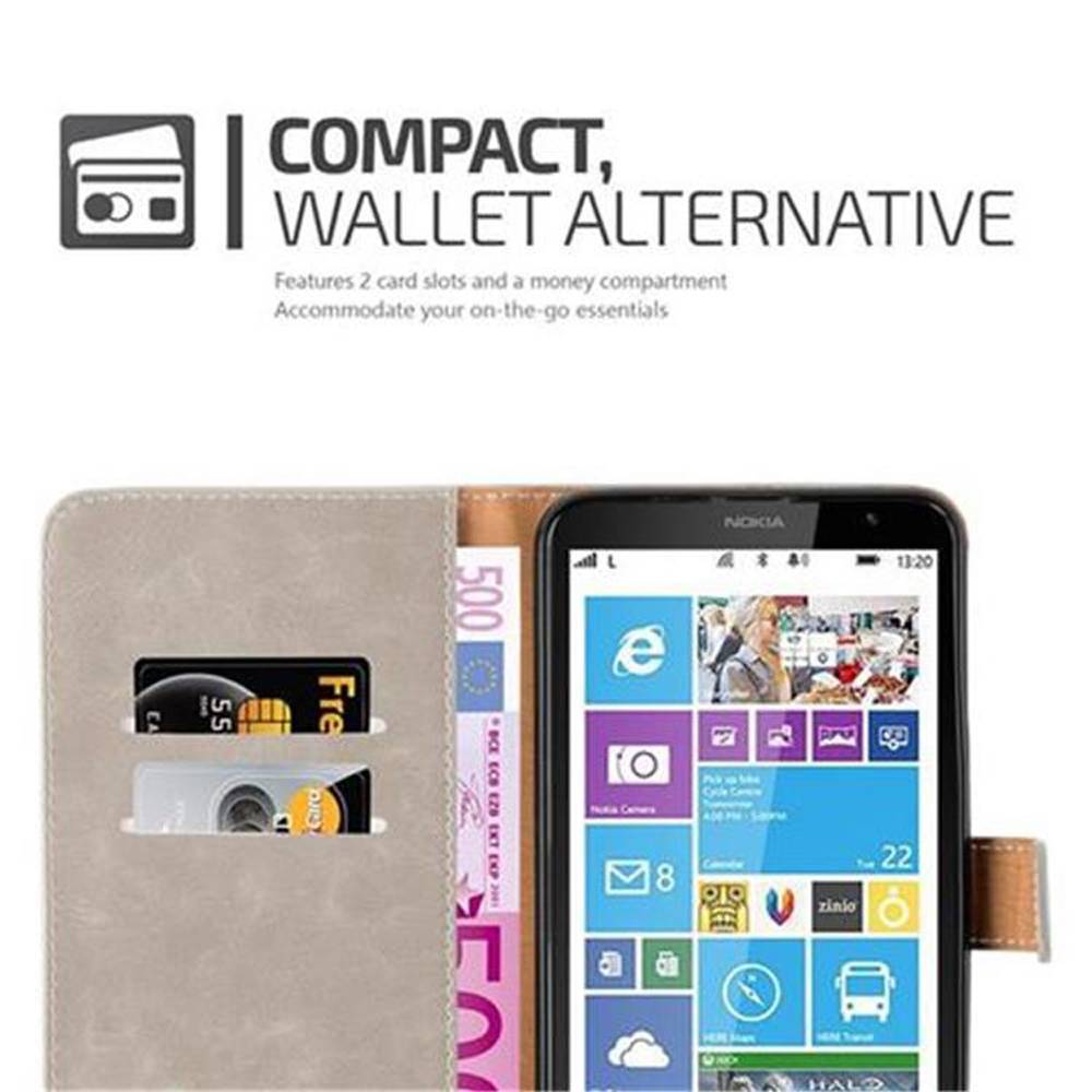 Cadorabo Hülle für Nokia Lumia 1320 Schutzhülle in Braun Handyhülle Book Tasche Case Etui Luxury