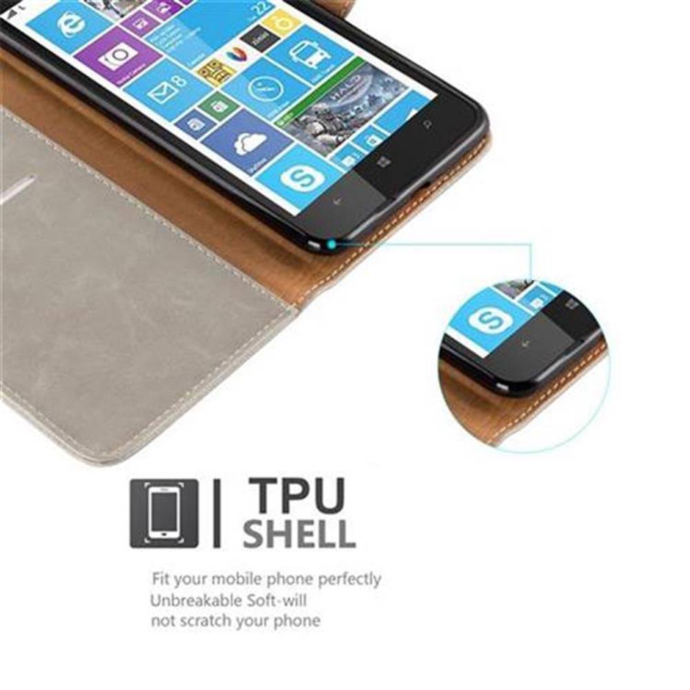 Cadorabo Hülle für Nokia Lumia 1320 Schutzhülle in Braun Handyhülle Book Tasche Case Etui Luxury