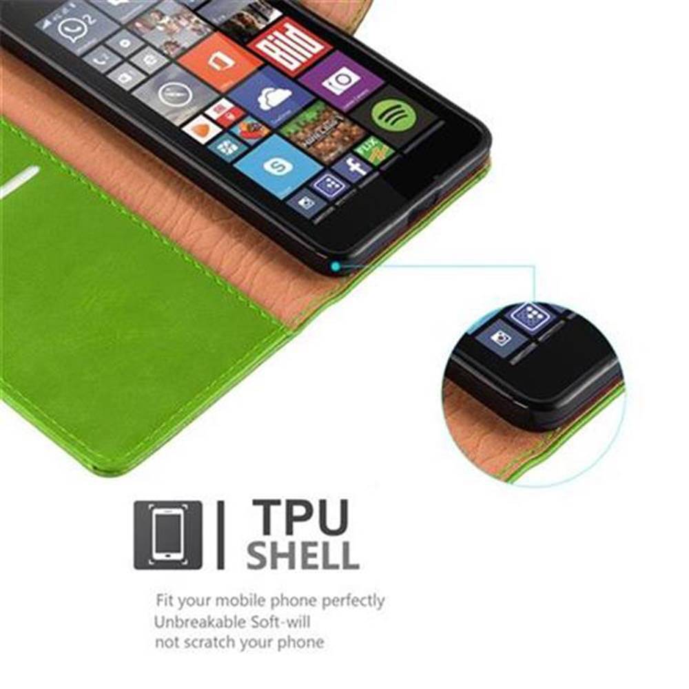 Cadorabo Hülle für Nokia Lumia 640 Schutzhülle in Grün Handyhülle Book Tasche Case Etui Luxury