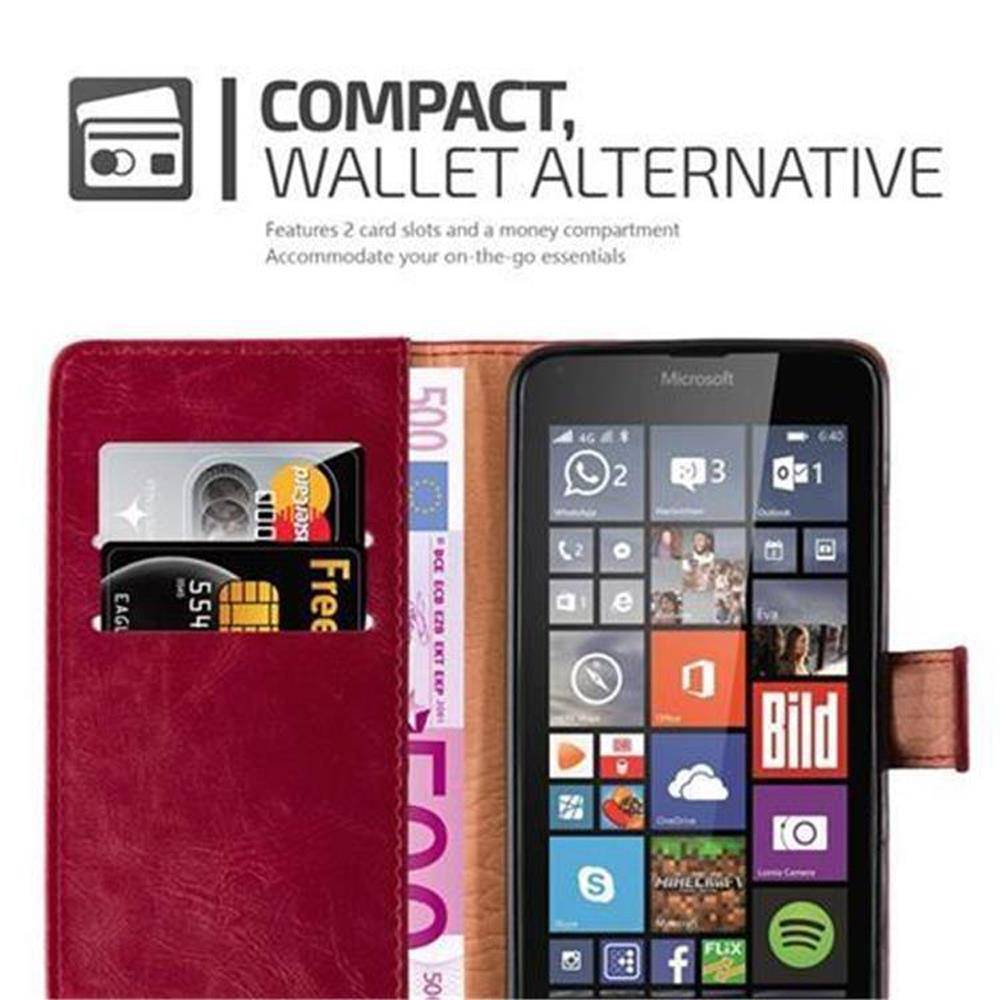 Cadorabo Hülle für Nokia Lumia 640 Schutzhülle in Rot Handyhülle Book Tasche Case Etui Luxury