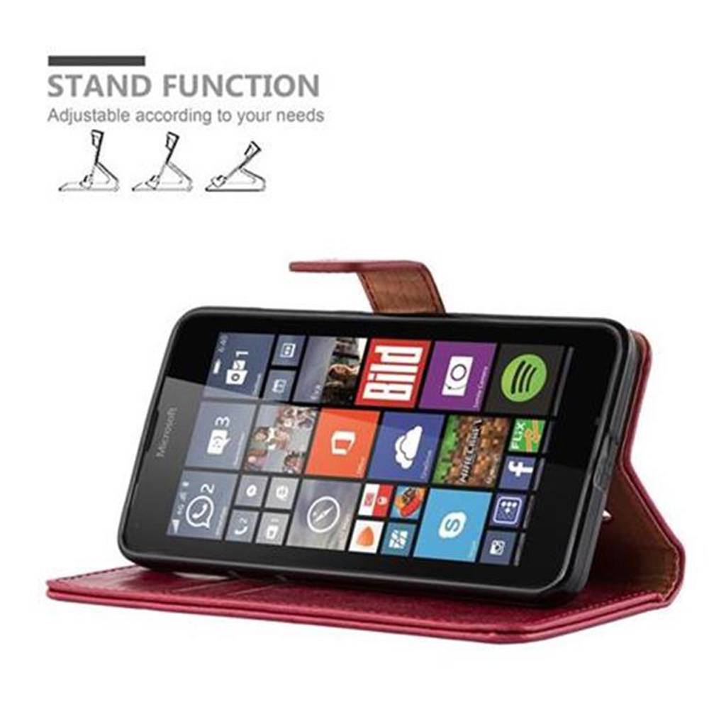 Cadorabo Hülle für Nokia Lumia 640 Schutzhülle in Rot Handyhülle Book Tasche Case Etui Luxury