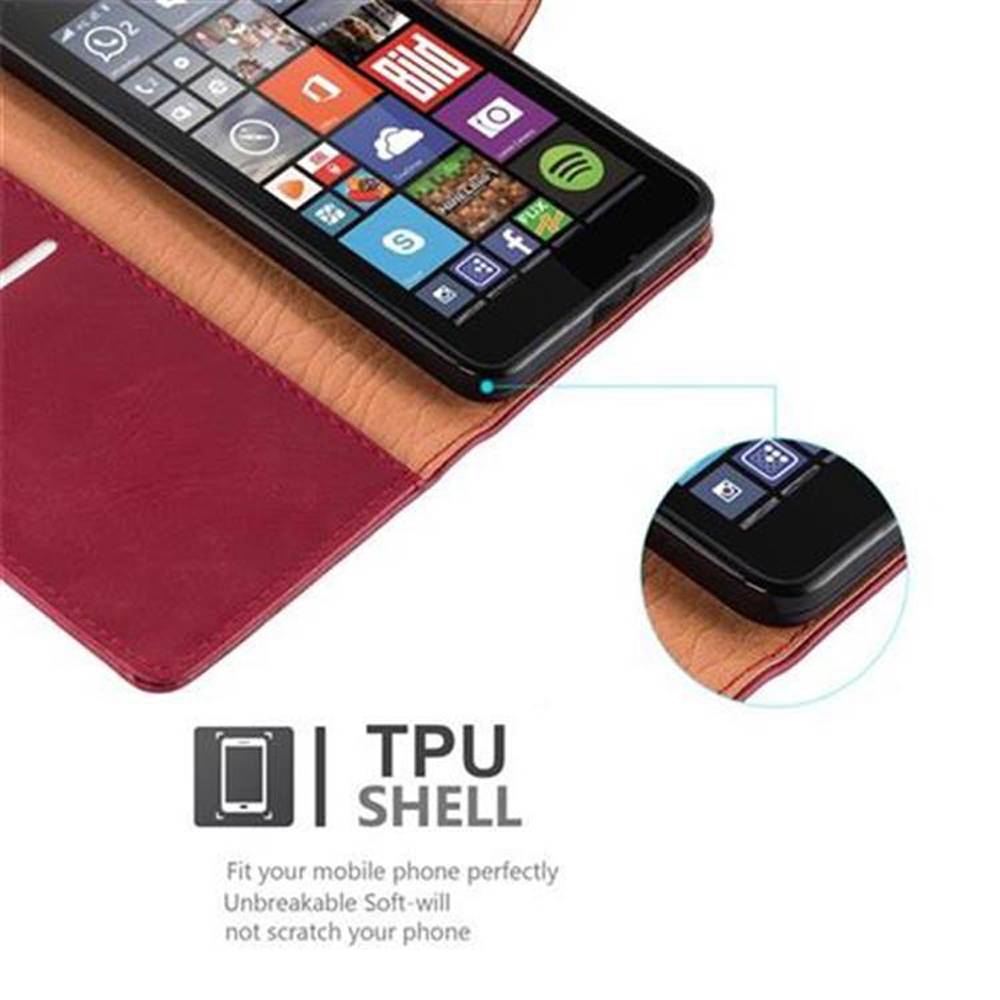 Cadorabo Hülle für Nokia Lumia 640 Schutzhülle in Rot Handyhülle Book Tasche Case Etui Luxury