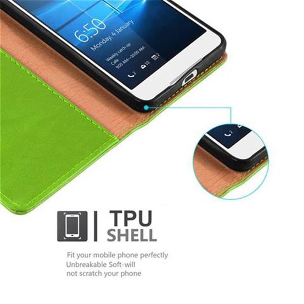 Cadorabo Hülle für Nokia Lumia 650 Schutzhülle in Grün Handyhülle Book Tasche Case Etui Luxury