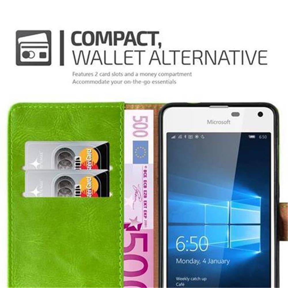 Cadorabo Hülle für Nokia Lumia 650 Schutzhülle in Grün Handyhülle Book Tasche Case Etui Luxury