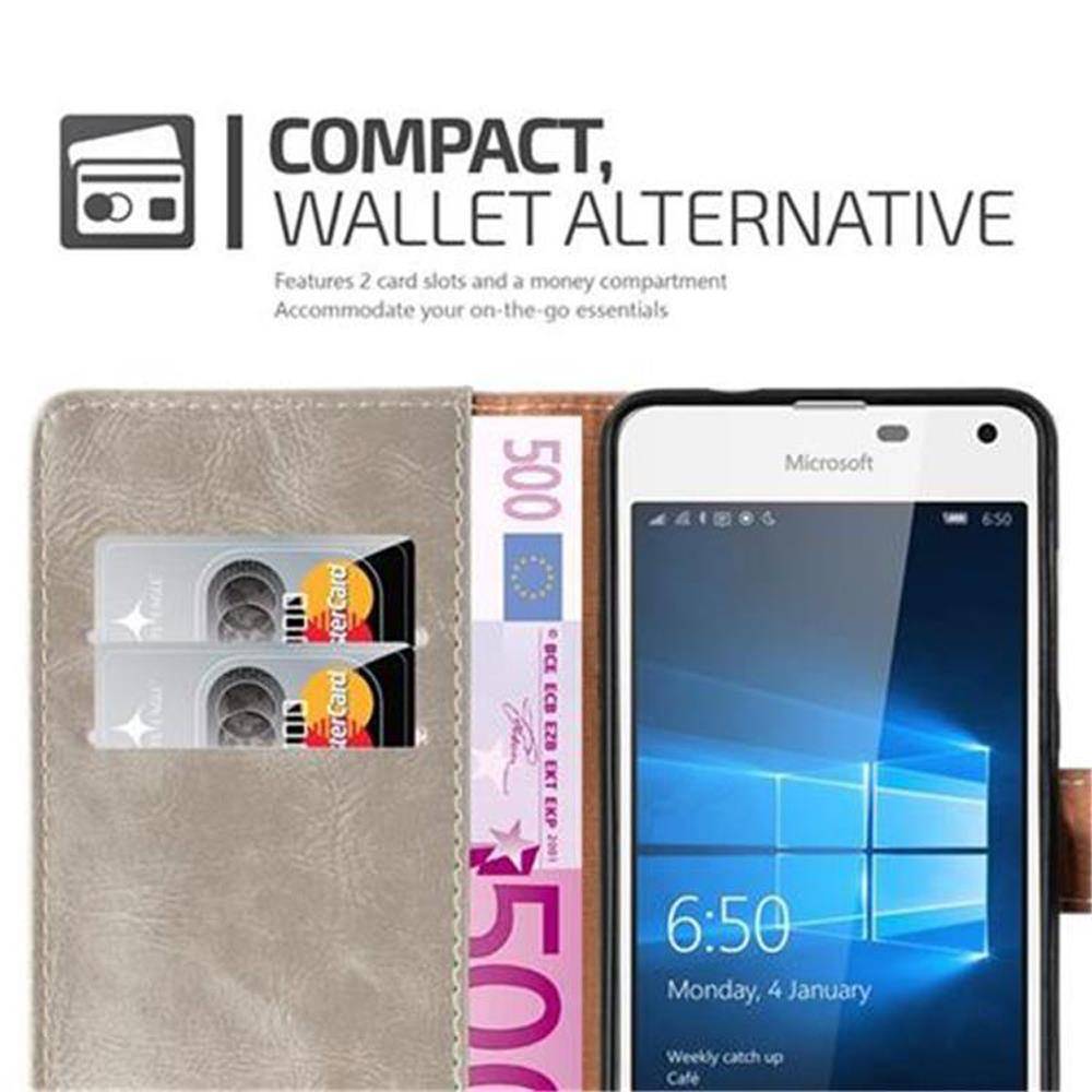 Cadorabo Hülle für Nokia Lumia 650 Schutzhülle in Braun Handyhülle Book Tasche Case Etui Luxury